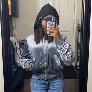 Velvet bomber jacket
